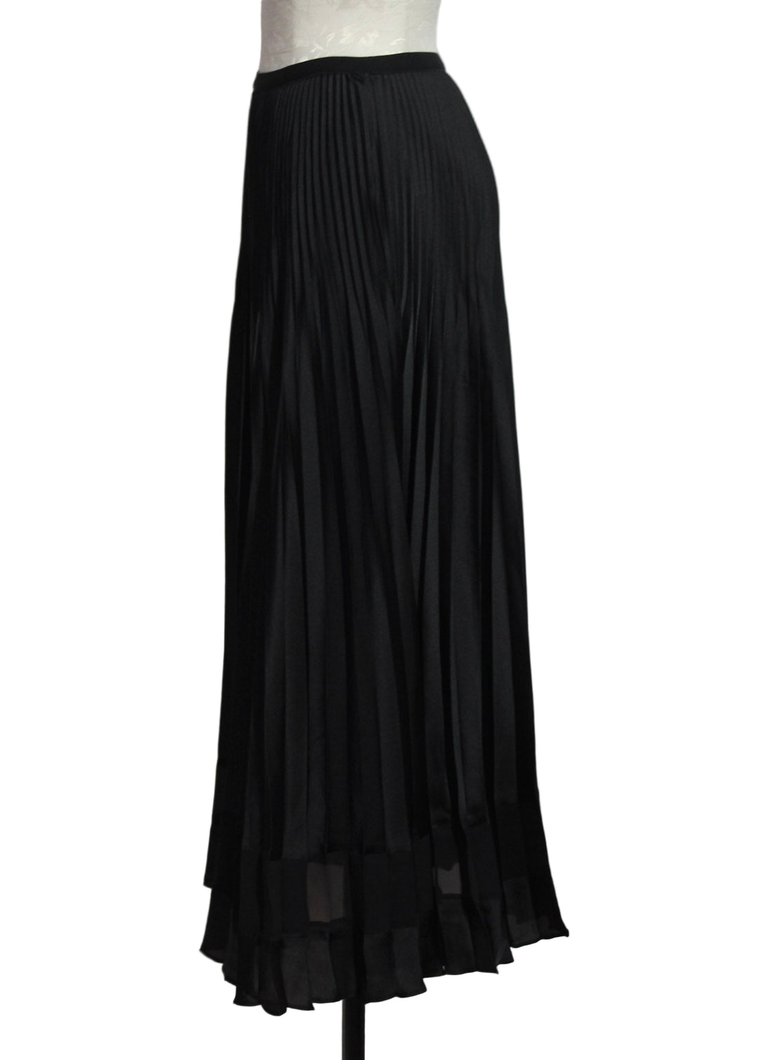 side view of the Black draped pleated Claudiia Skirt by Cartolina