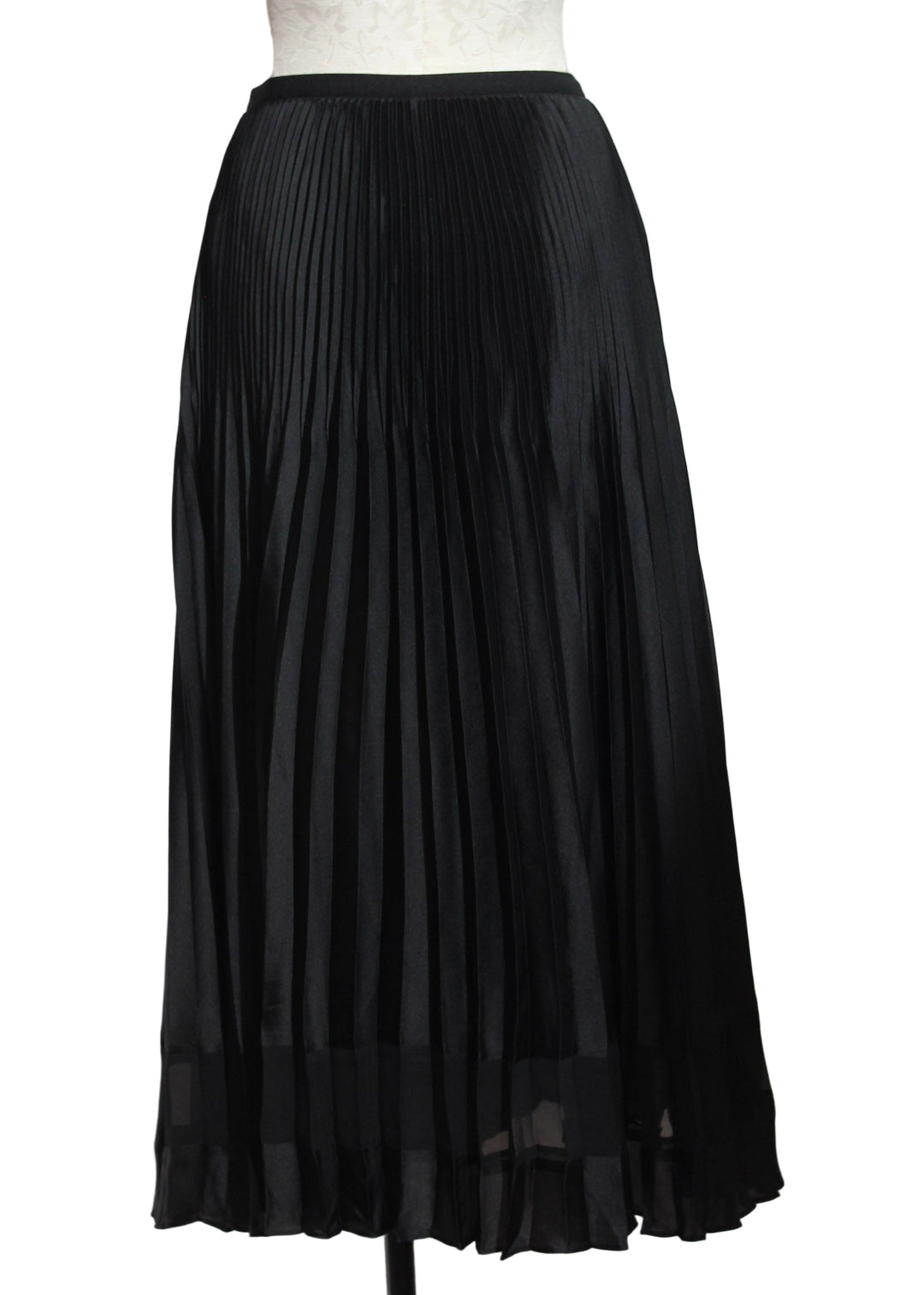 Back view of the black Claudia pleated satin draped skirt by Cartolina