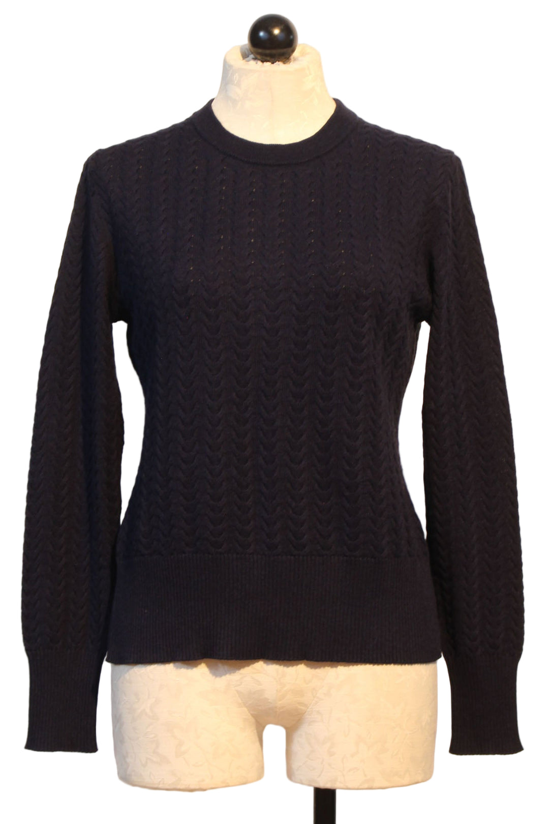 Abyss colored Haven Cable Crew Neck Sweater by Alashan Cashmere
