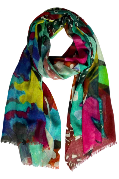 Digitally Printed Colorful Haven Scarf by Chinar