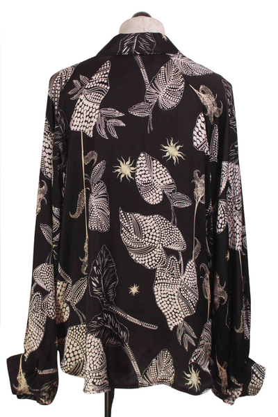 back view of  Ibiza Pullover Blouse in a black and white Print by Scandal Italy