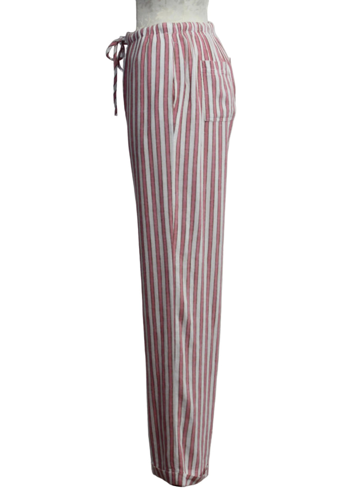 side view of The Pierre Pant by Velvet Heart in the Pink Cacti Stripe color