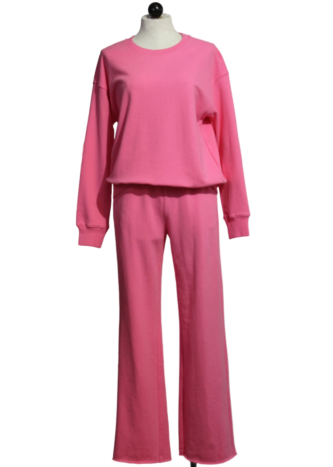 Palm Pink Ex-Boyfriend Patchwork Sweatshirt by Kerri Rosenthal with Orange Imperfect Heart Elbow Patches with Matching Palm Pink Weekend Barb Sweatpants by Kerri Rosenthal