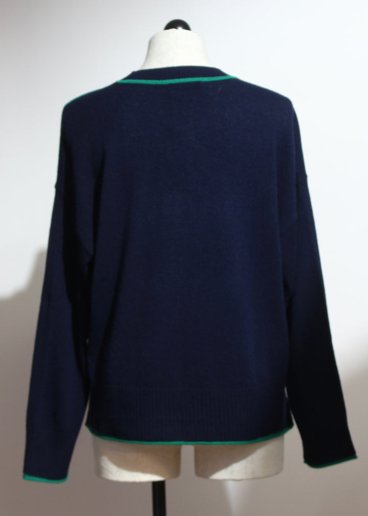 Cashmere Eliana Crew Sweater with Tipping-Alashan Cashmere