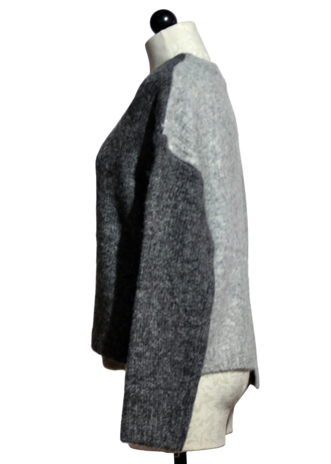 Side view of The Half and Half Cardigan by Nikky in Grey