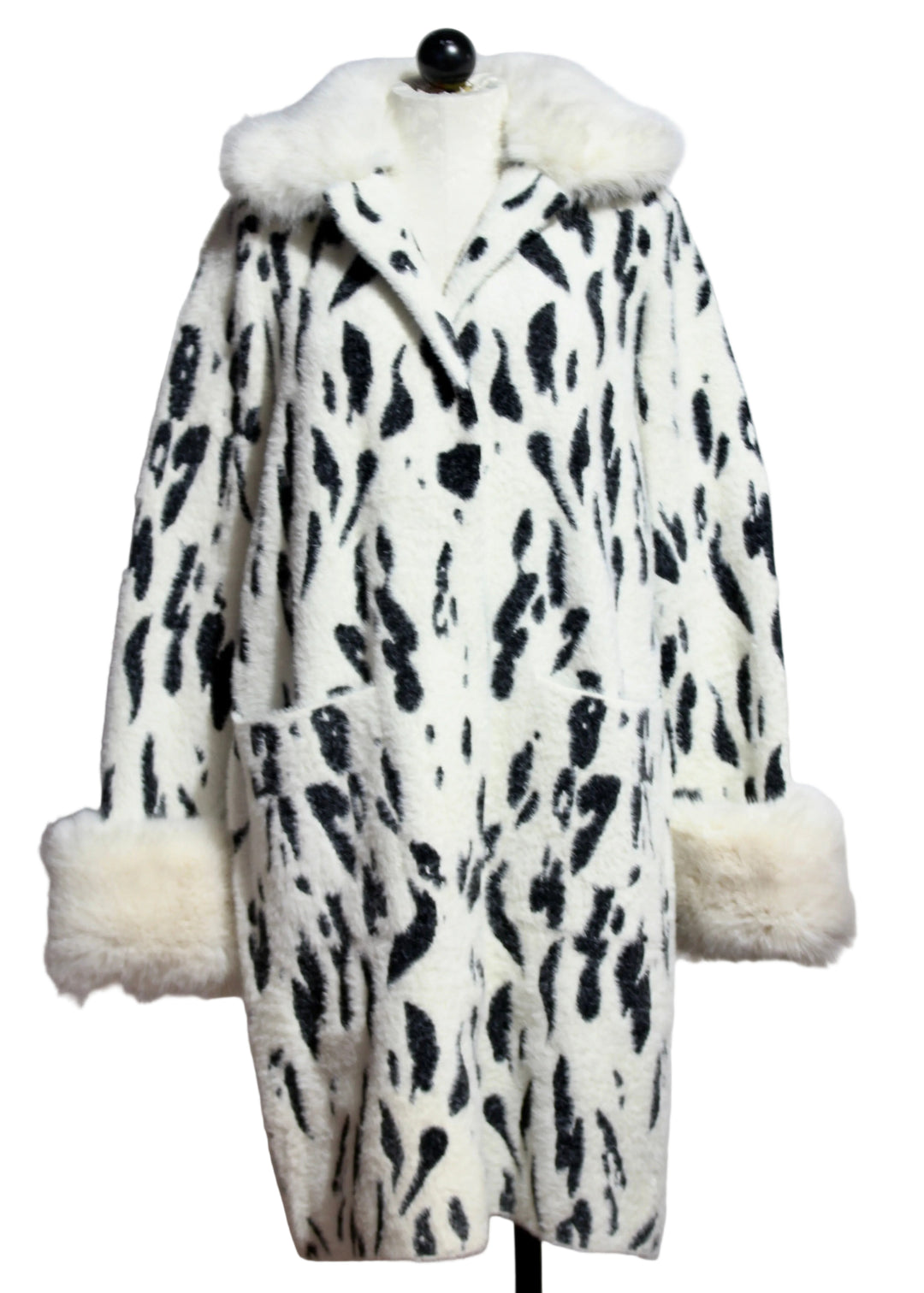 The Black and White Dalmation Print Faux Fur Jacket by Nikky 