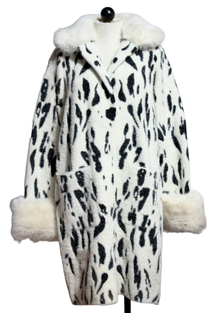 The Black and White Dalmation Print Faux Fur Jacket by Nikky 