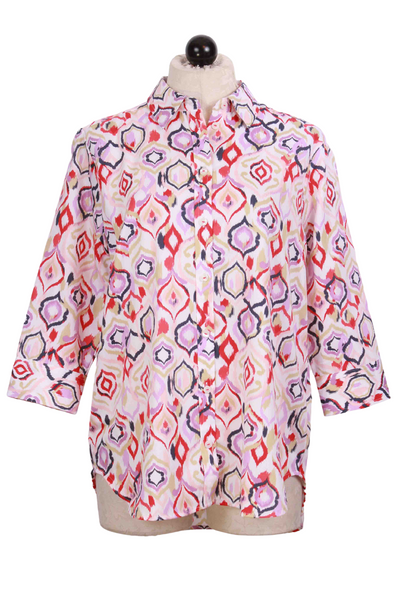 Summer Ikat Print Tunic Blouse by Foxcroft