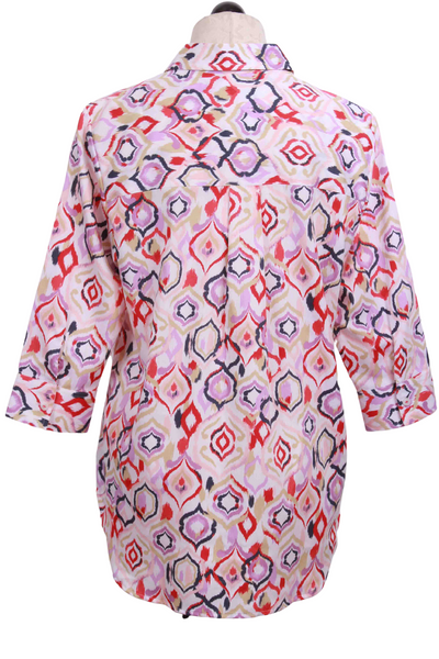 back view of Summer Ikat Print Tunic Blouse by Foxcroft