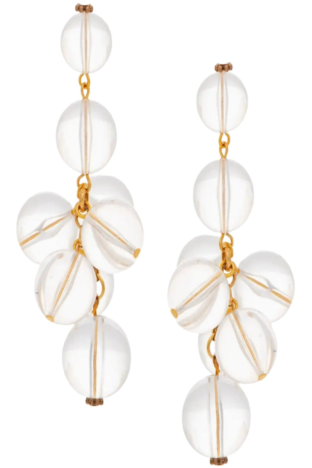 Sabina Earrings by Yochi New York with dangling Clear lucite spheres