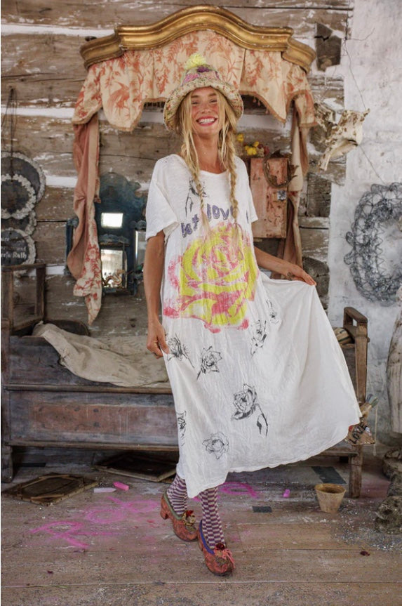 Short Sleeve Cotton Jersey Let Love in T Dress by Magnolia Pearl in color True