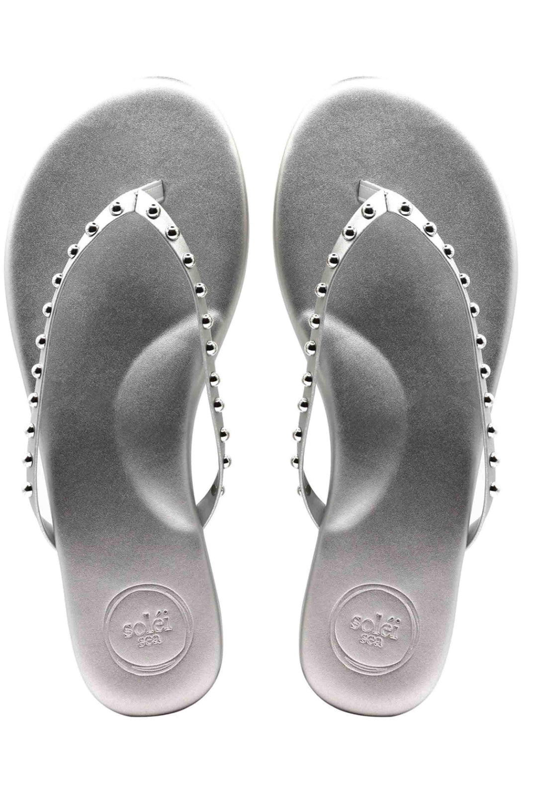 Indie Silver Soho Flip Flops with Studs by Solei Sea