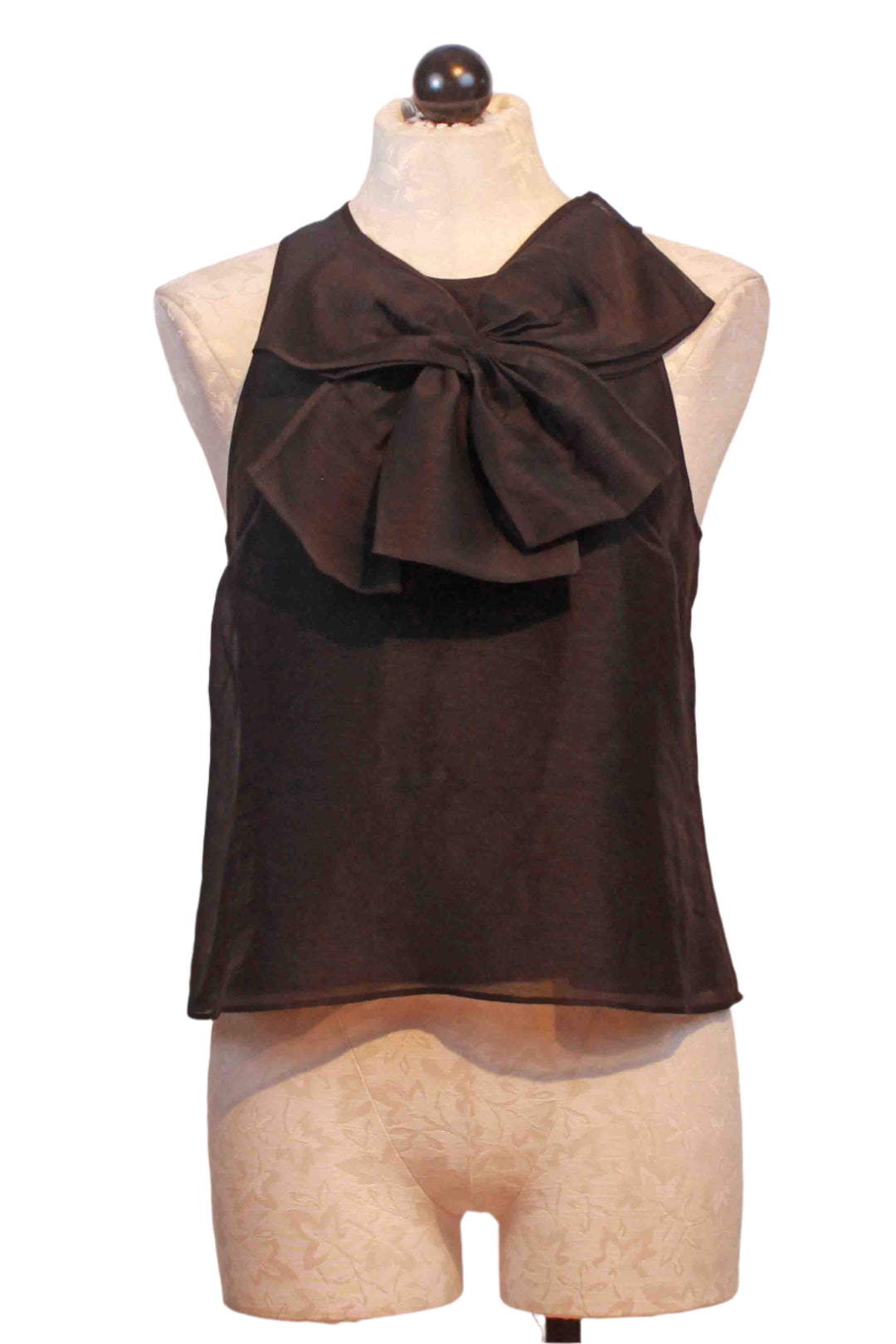 Black Indira Sleeveless Bow Top by Marie Oliver