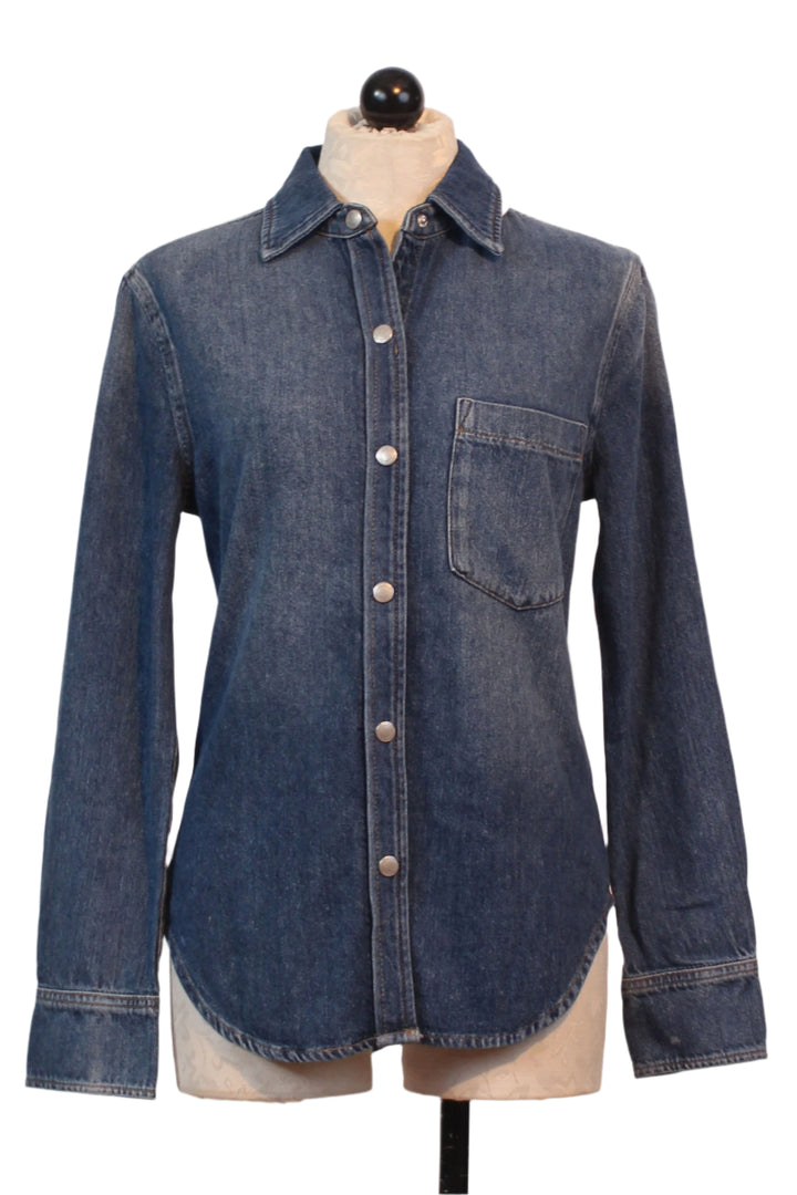 Lapis colored Ines Denim Long Sleeve snap front Shirt by DL1961