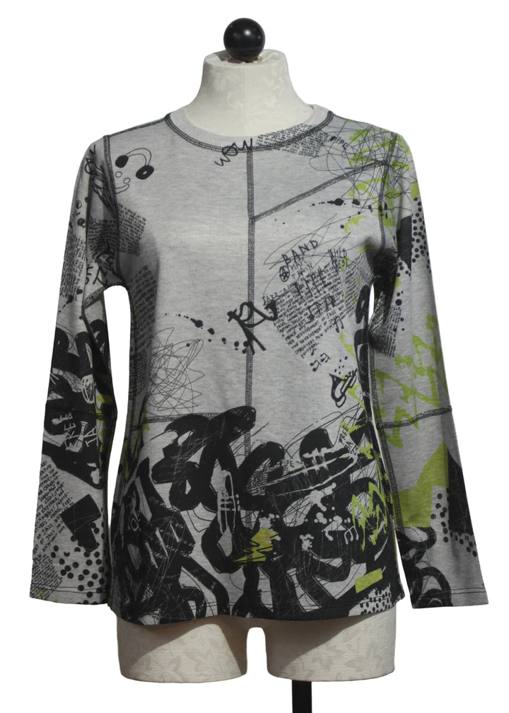 The Long Sleeve Jazz Music Print Top by Inoah 