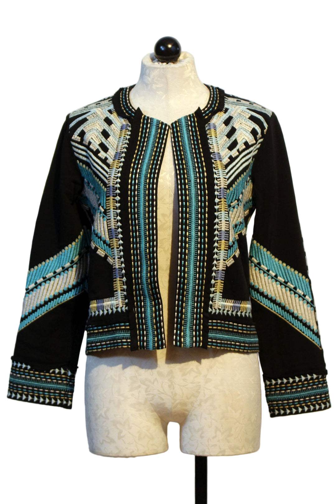 Black French Terry Mixed Media Jacket by Johnny Was