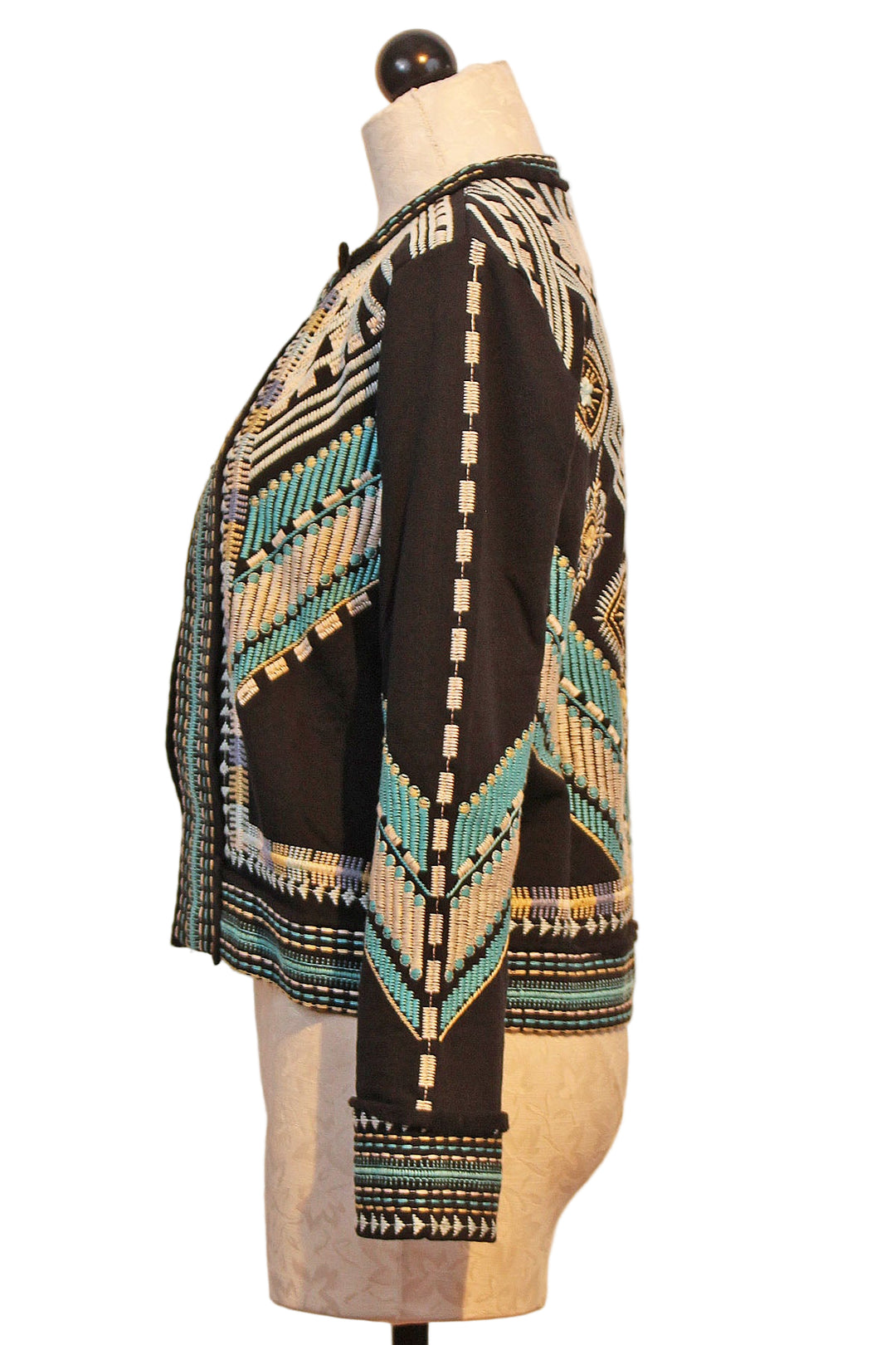 side view of French Terry Mixed Media Jacket by Johnny Was