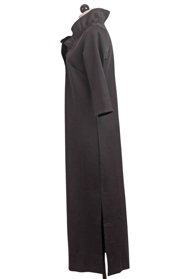 side view of Black Ruffneck Maxi Dressby Gretchen Scott