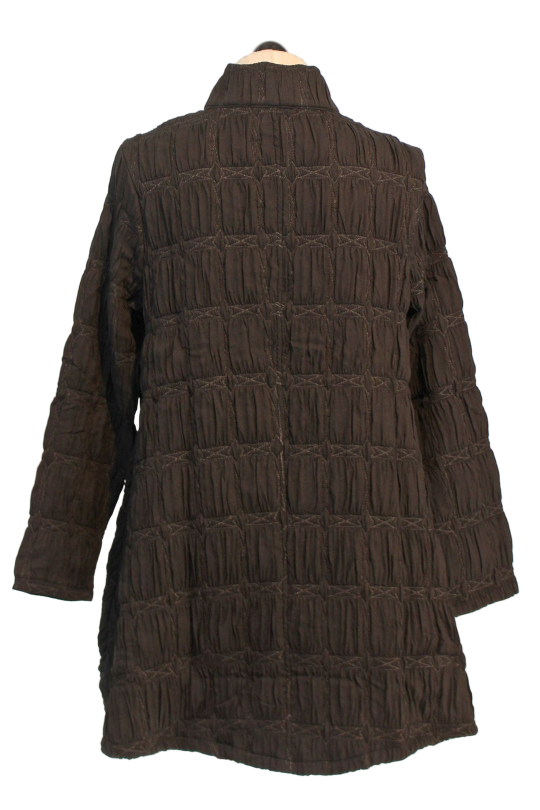 back view of Rue colored Smocked Hi-Lo Jane Jacket by Kozan