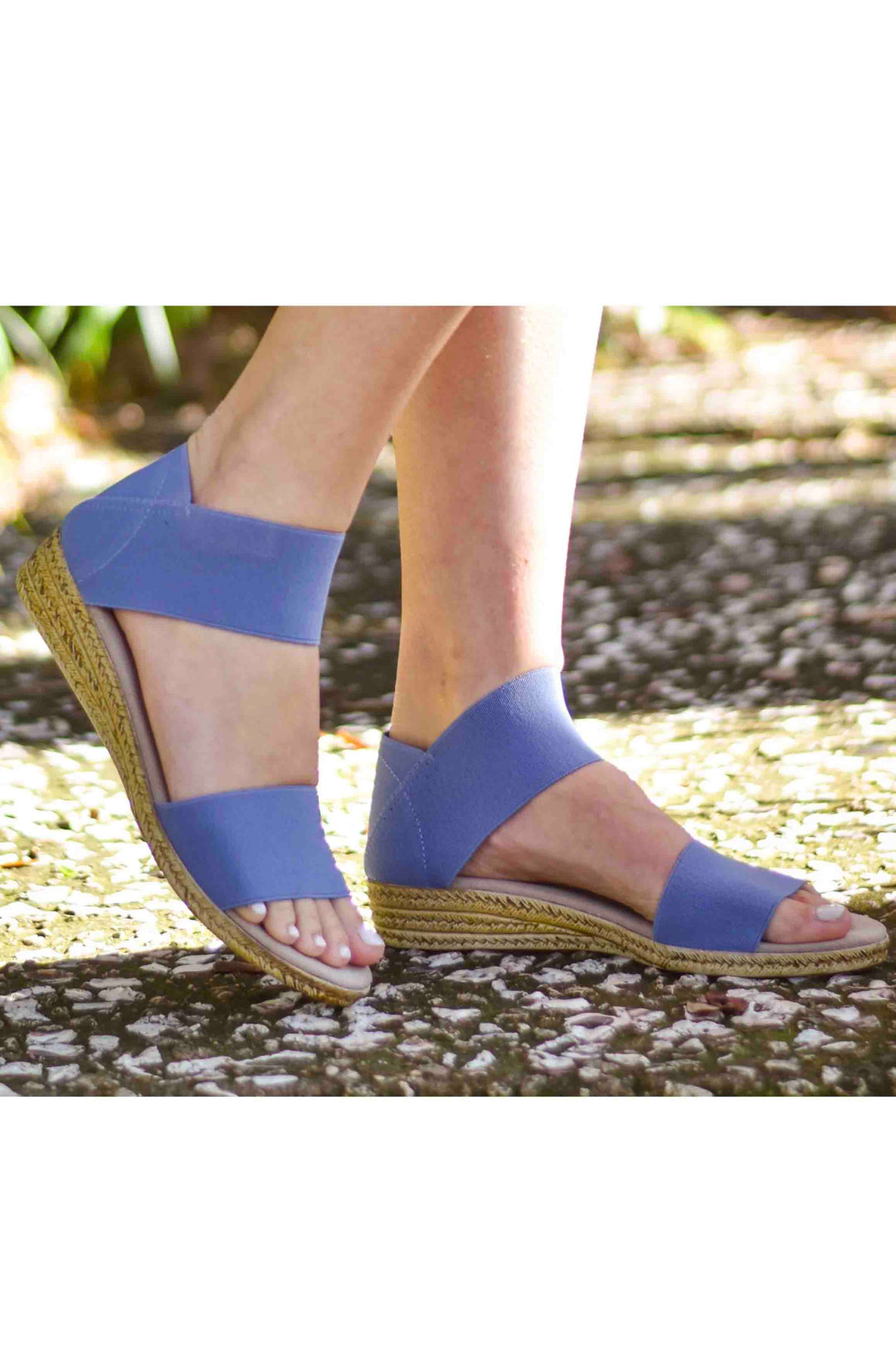 model wearing the Hydrangea Janie Sandal by Charleston Shoe Company