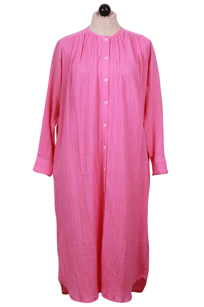 Azalea Pink Gauzy Cotton Jasmine Shirt Dress by Mille