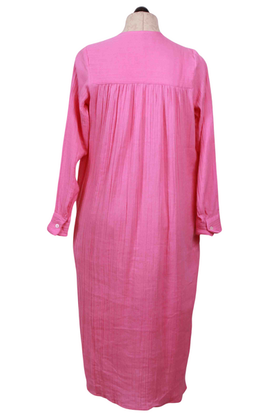 back view of Azalea Pink Gauzy Cotton Jasmine Shirt Dress by Mille