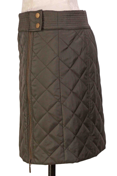 side view of Army colored Quilted Jette Skirt by Marie Oliver