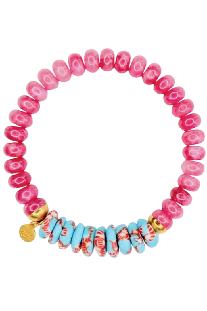 The Julep Stretch Bracelet by Catherine Page are a stunning mix of Pink Sorbet beads and multi-colored African accents creates a cheerful, eye-catching design