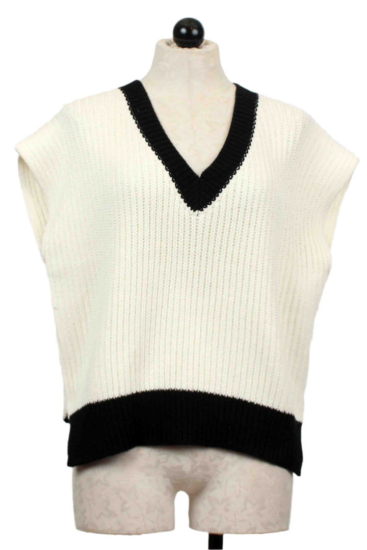 Off-White/Black Jules Sweater Vest by Fifteen Twenty