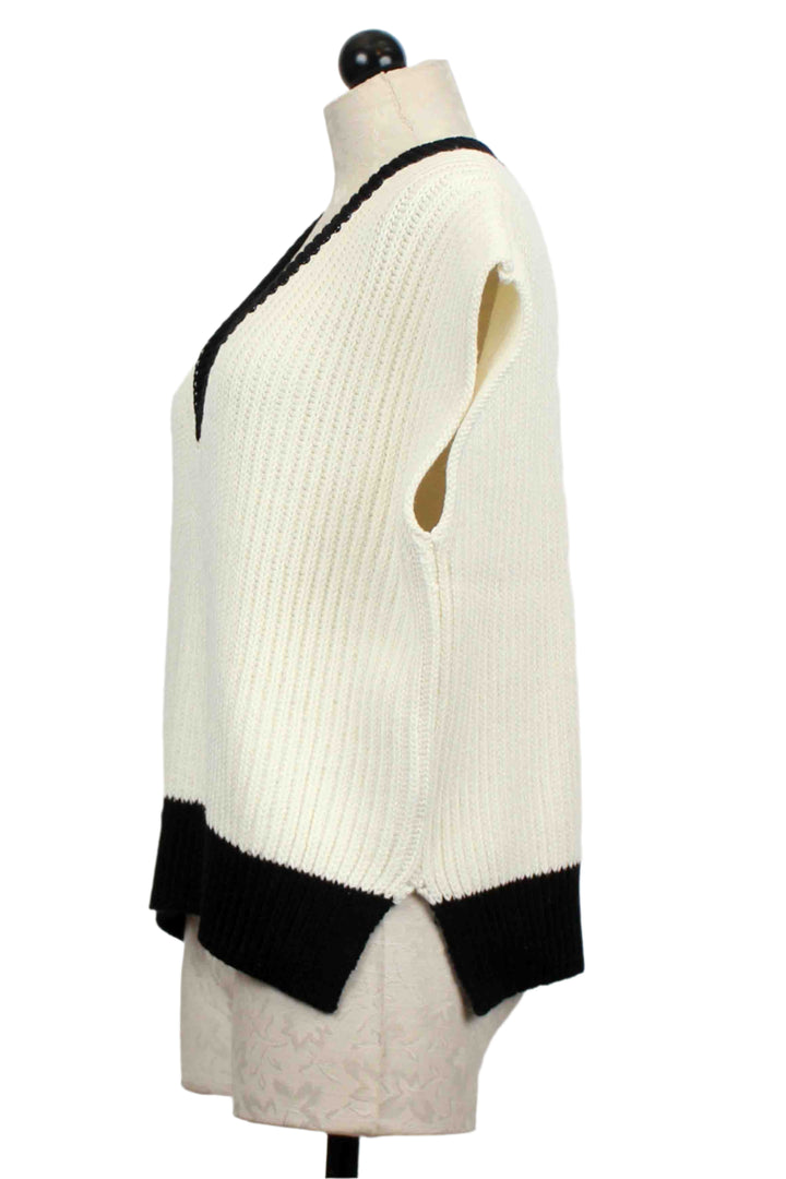 side view of Off-White/Black Jules Sweater Vest by Fifteen Twenty