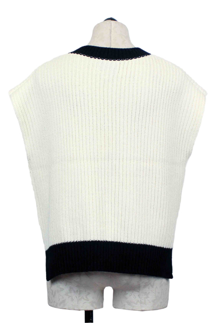 back view of Off-White/Black Jules Sweater Vest by Fifteen Twenty