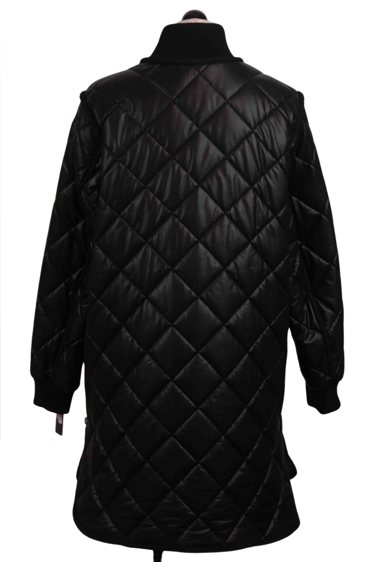 back view of Quilted Vegan Leather Jacket by Nikki Jones