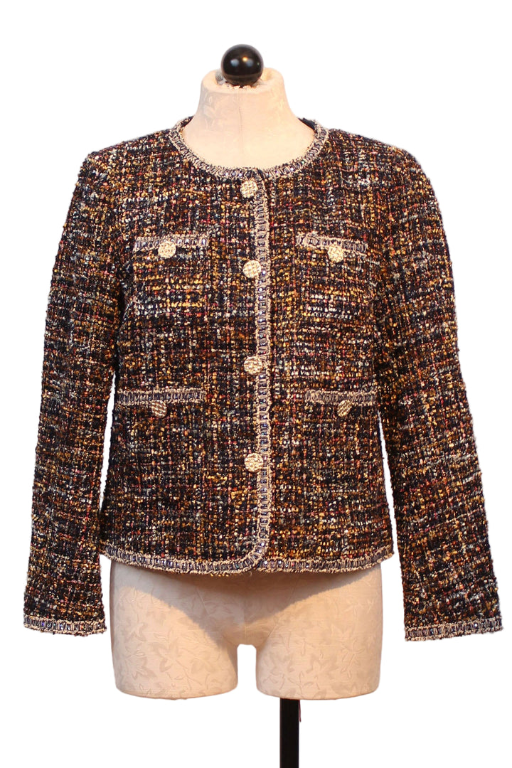 Black Multi Tweed Jacket with Gold Buttons by Leo and Ugo