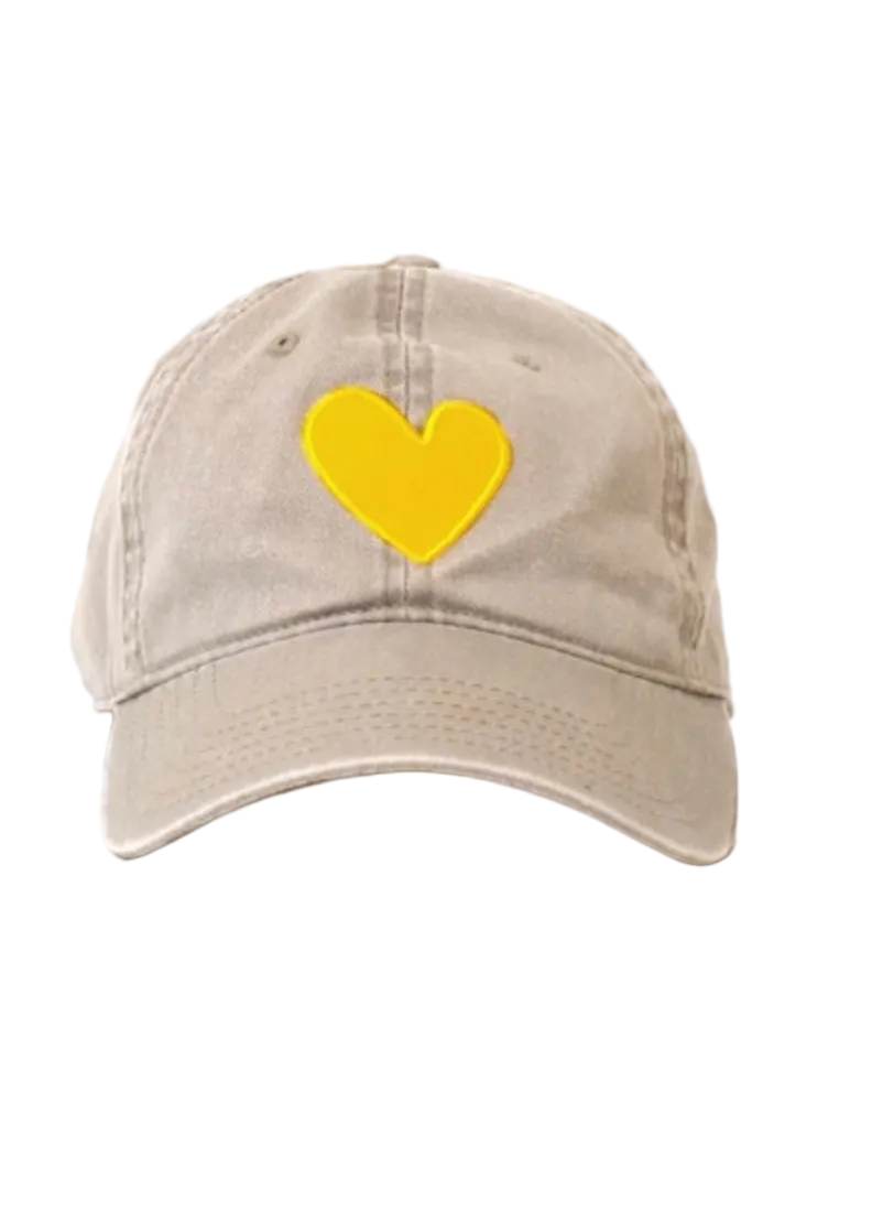 Baseball Hat Heart Patch Sand/Sunshine by Kerri Rosenthal