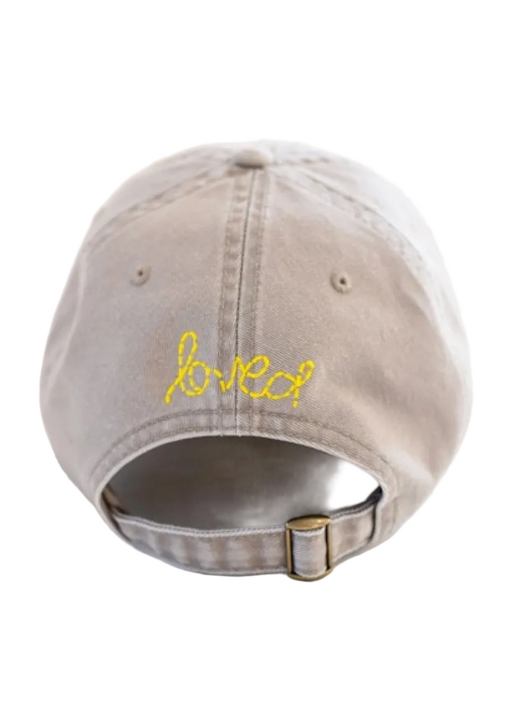 back view of Baseball Hat Heart Patch Sand/Sunshine