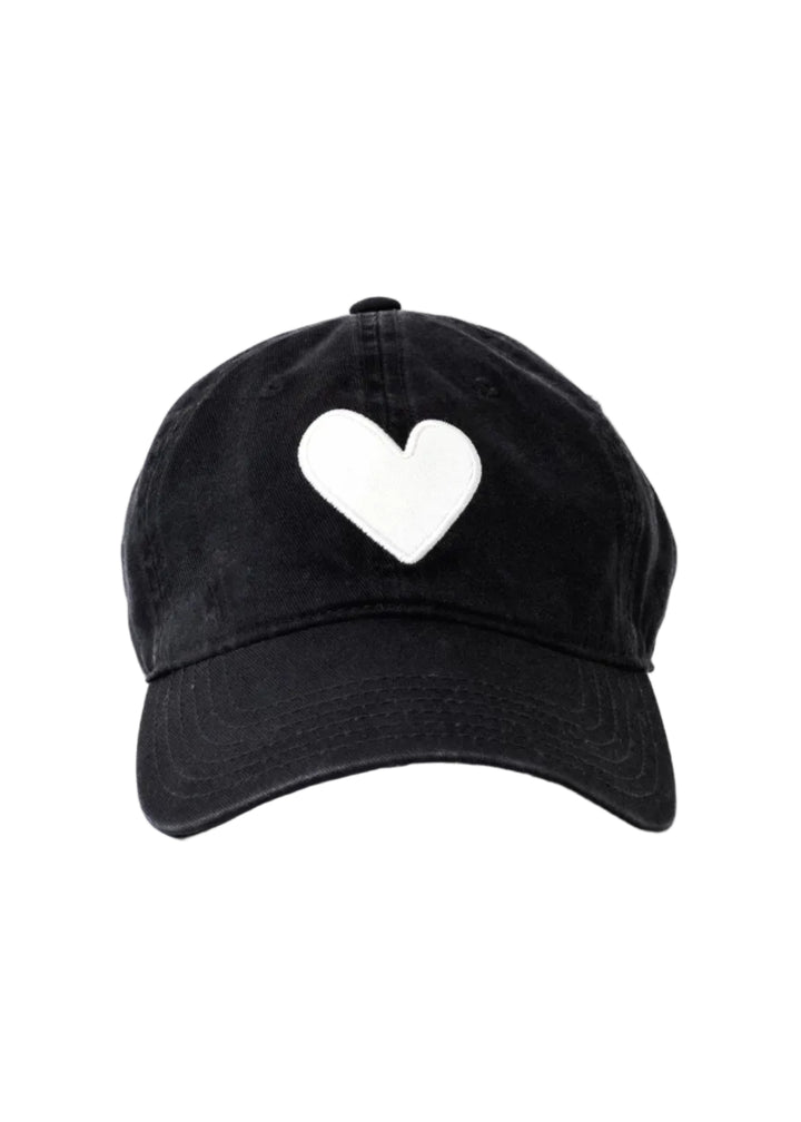 Baseball Hat Heart Patch Black White-Kerri Rosenthal