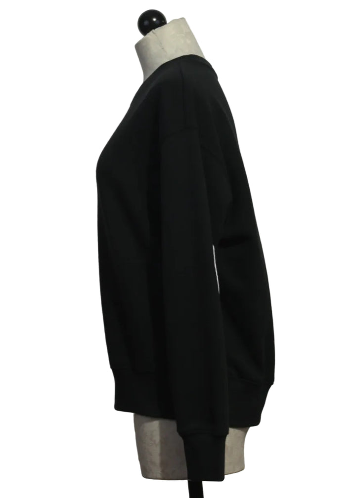 Side view of Black Ex-Boyfriend Patchwork Sweatshirt by Kerri Rosenthal 