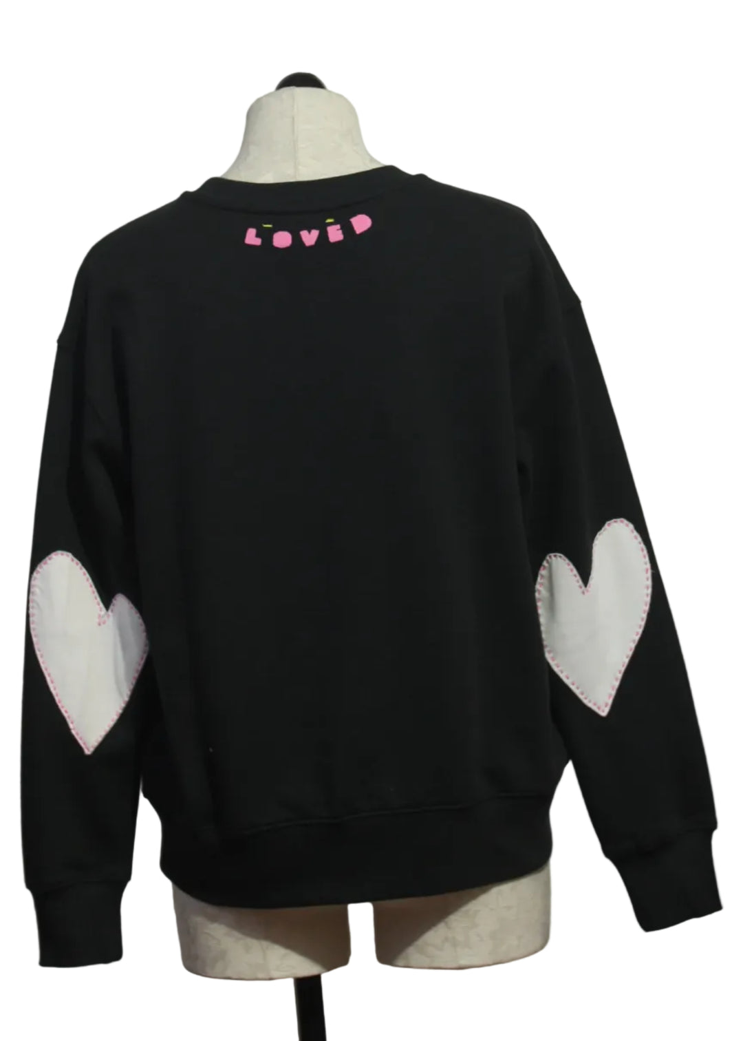 Back view of Black Ex-Boyfriend Patchwork Sweatshirt by Kerri Rosenthal 