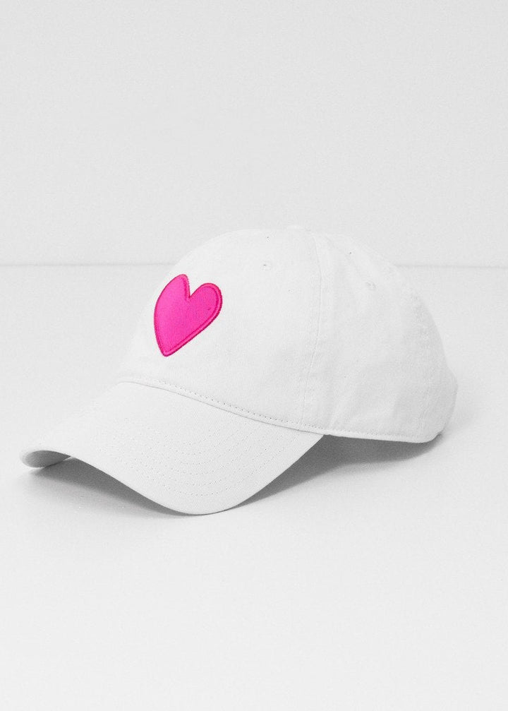 Baseball Hat Heart Patch by Kerri Rosenthal in White/Neon Pink