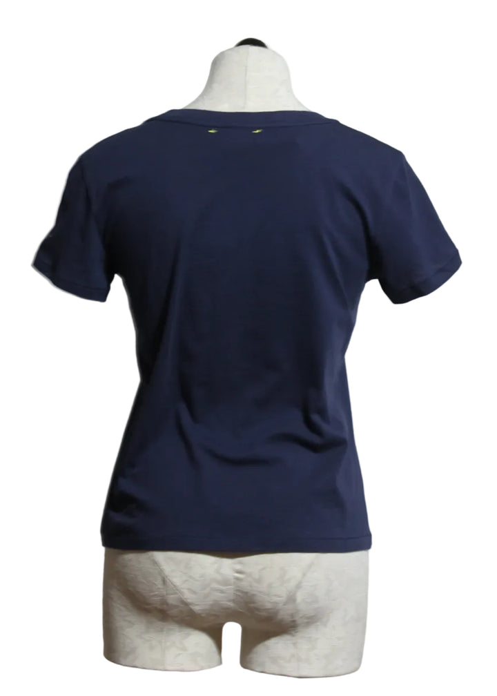 back view of The Indigo Blue Suke Imperfect Heart Tee by Kerri Rosenthal 