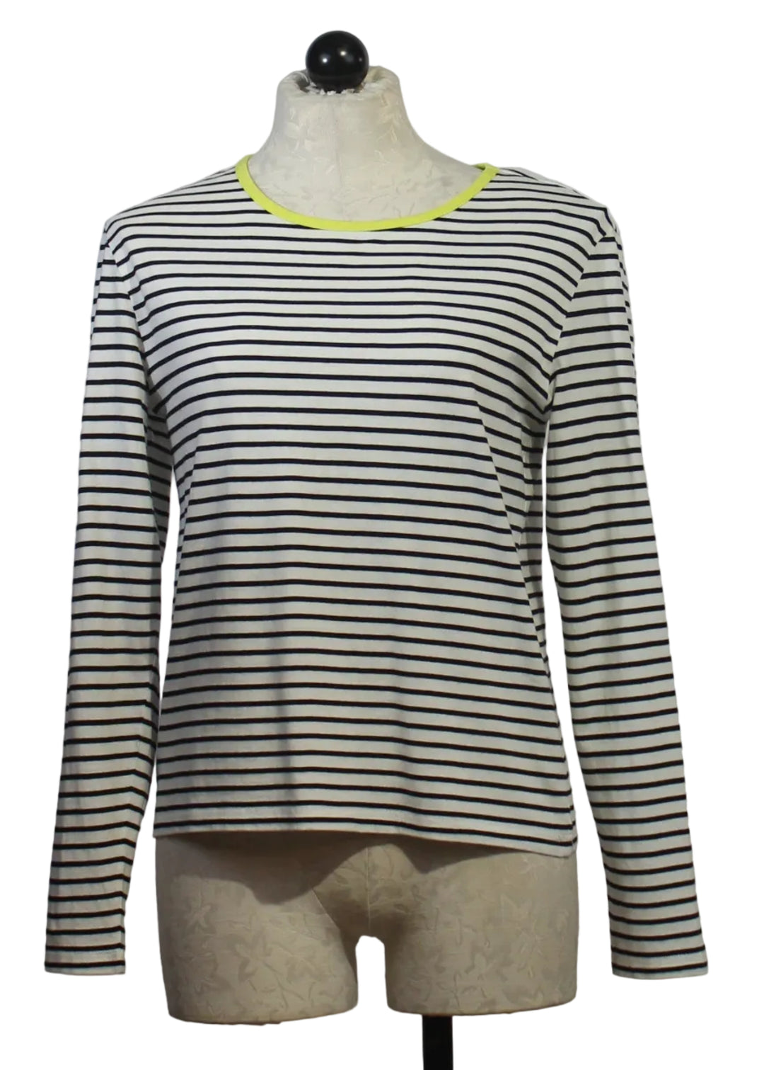 KR Long Sleeve Black and White Striped Tee by Kerri Rosenthal