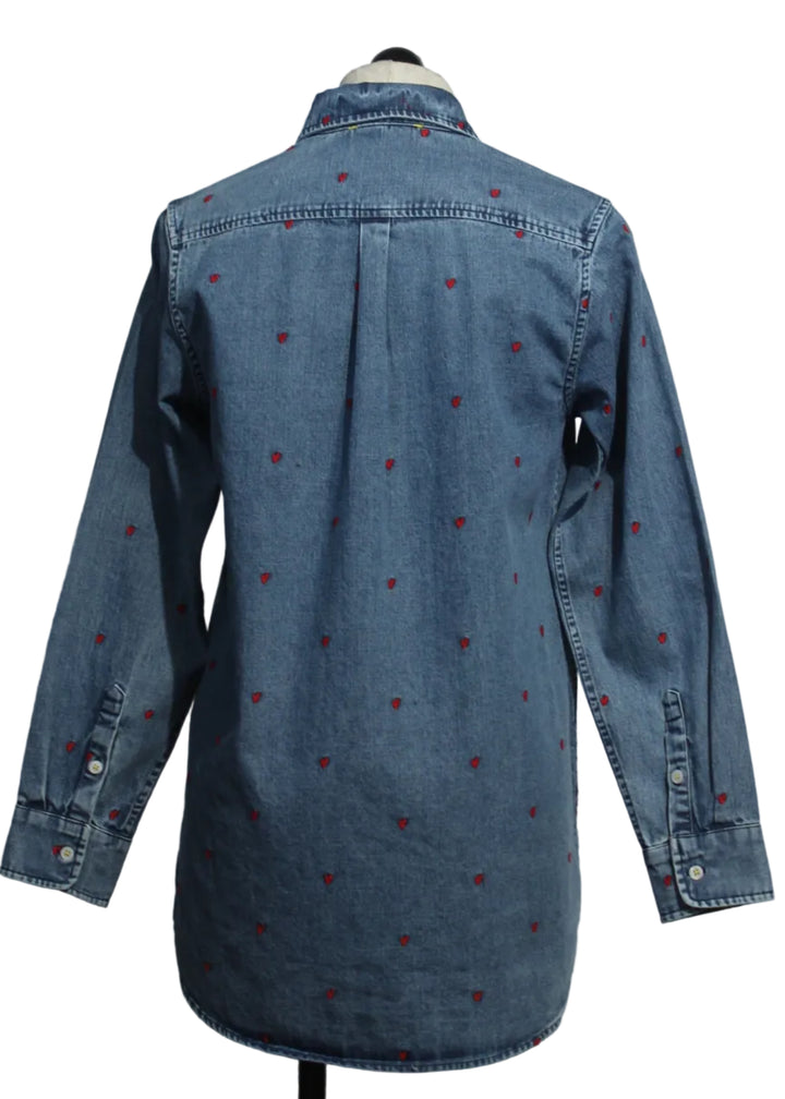 back view of Mia Tiny Hearts Denim Shirt by Kerri Rosenthal