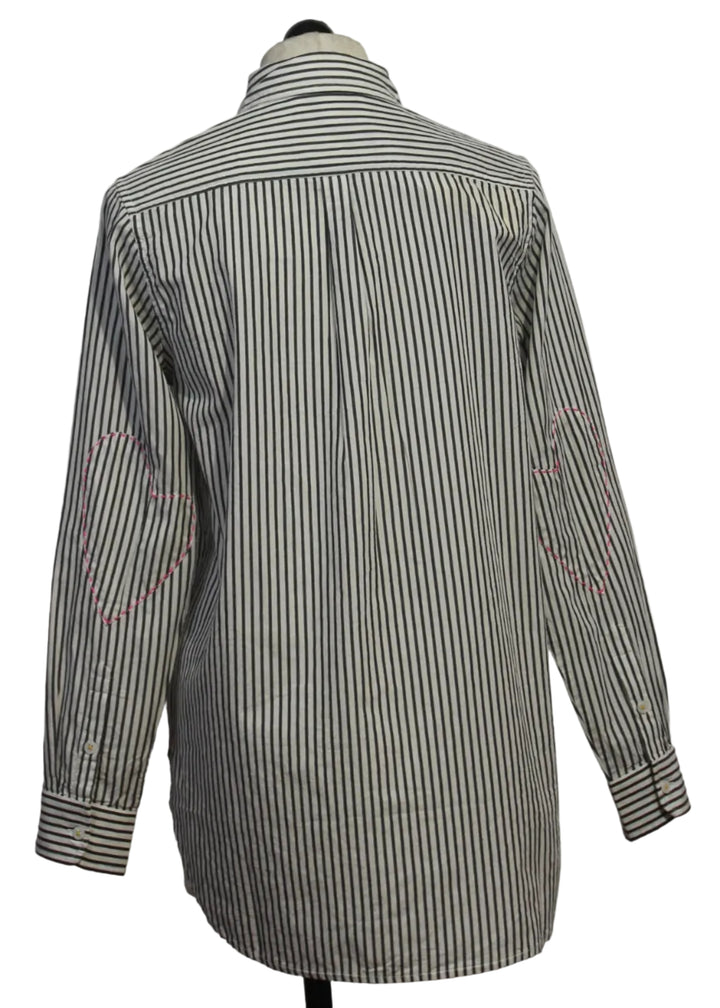 Back View of Mia Black and White Striped Shiirt by Kerri Rosenthal