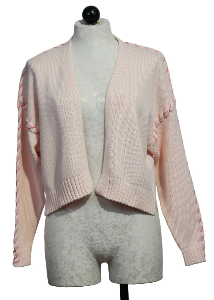 Drop Shoulder Open Front Sugar Pink Sienna Cardigan by Kerri Rosenthal