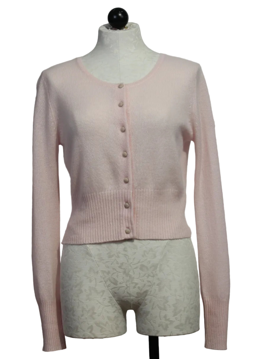Pink Cropped Charmed Cardigan by Kerri Rosenthal 