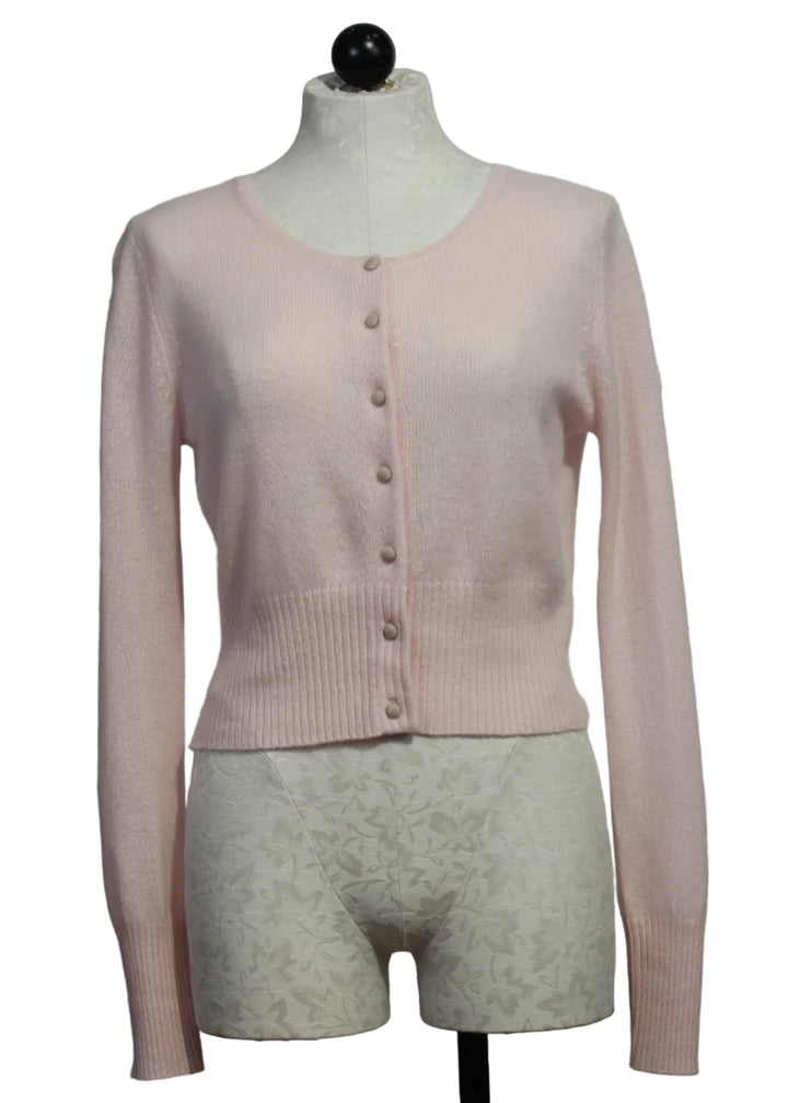 Pink Cropped Charmed Cardigan by Kerri Rosenthal 