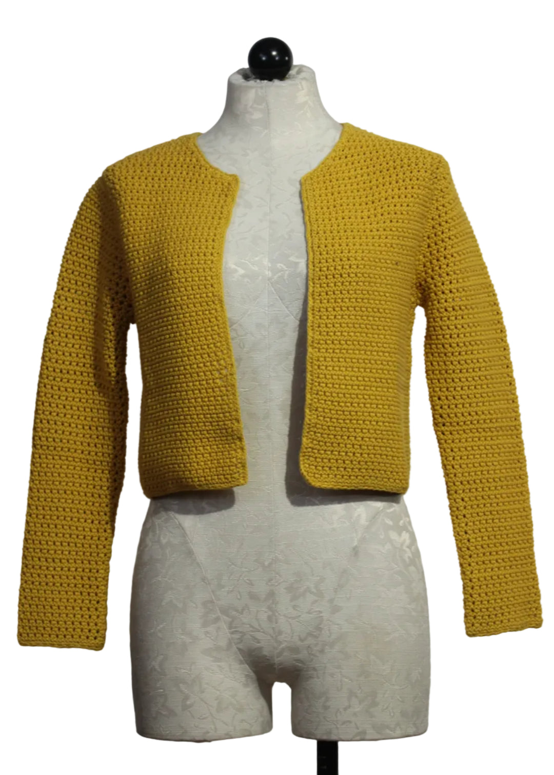 Golden Yellow Frankie Beau-Lero knit cropped Cardigan by Kerri Rosenthal 
