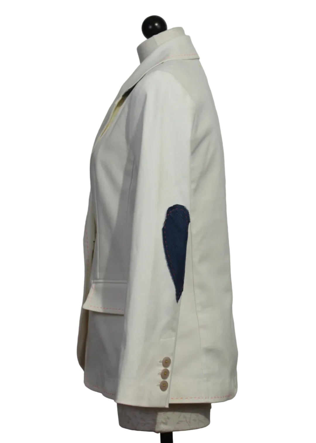 side view of Cream colored Summer Blazer by Kerri Rosenthal 