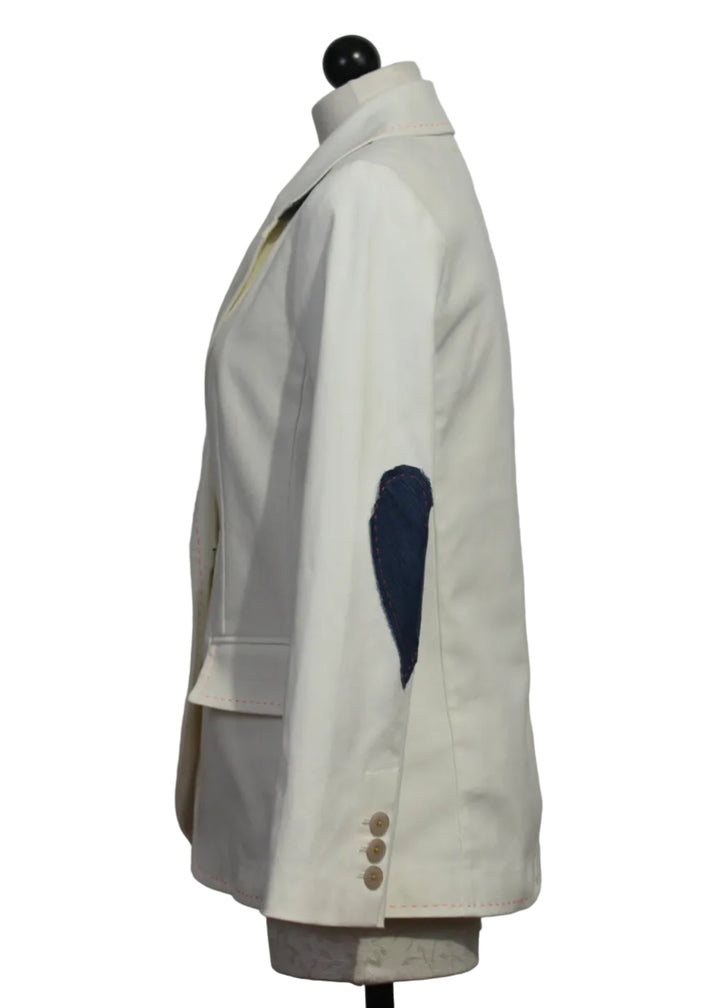 side view of Cream colored Summer Blazer by Kerri Rosenthal 