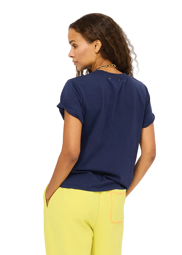 back view of model wearing the Indigo Blue Cactus Suke Imperfect Heart Tee by Kerri Rosenthal